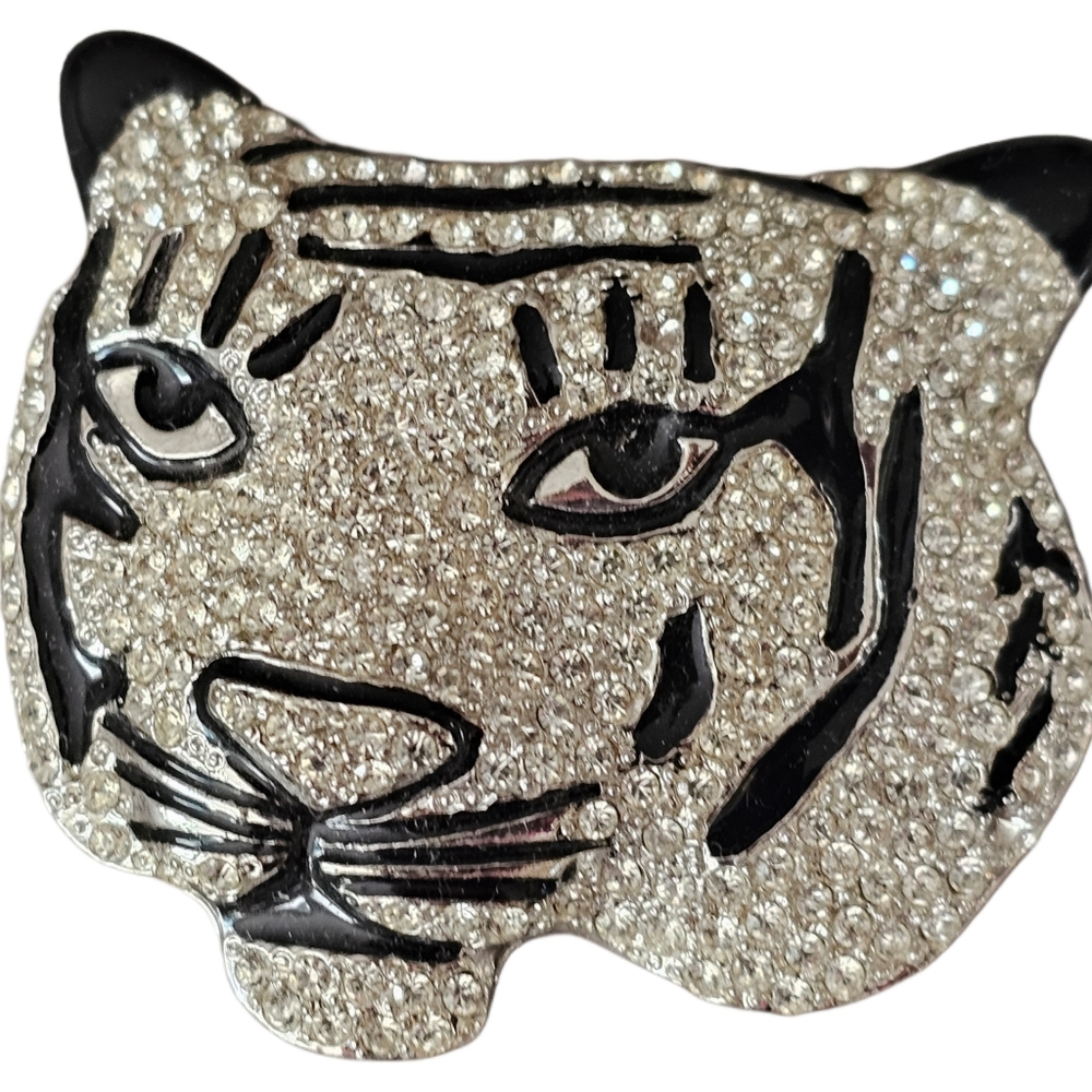 Vintage Kenneth Lane Rhinestone Tiger Pin Brooch